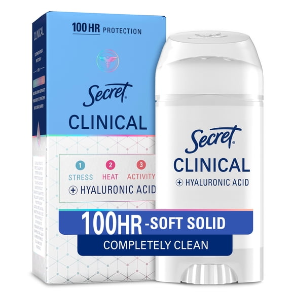 Secret Clinical 100HR Antiperspirant Deodorant, Invisible Solid, Completely Clean, 2.6 oz