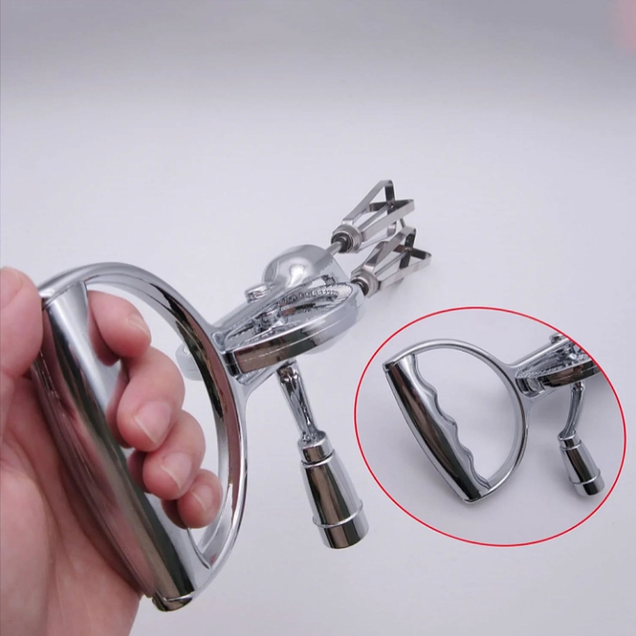 MaPinKa Manual Mixer - Classic Hand Crank Egg Beater with 18/10 Stainless Steel Blades, 12-Inch, Silver