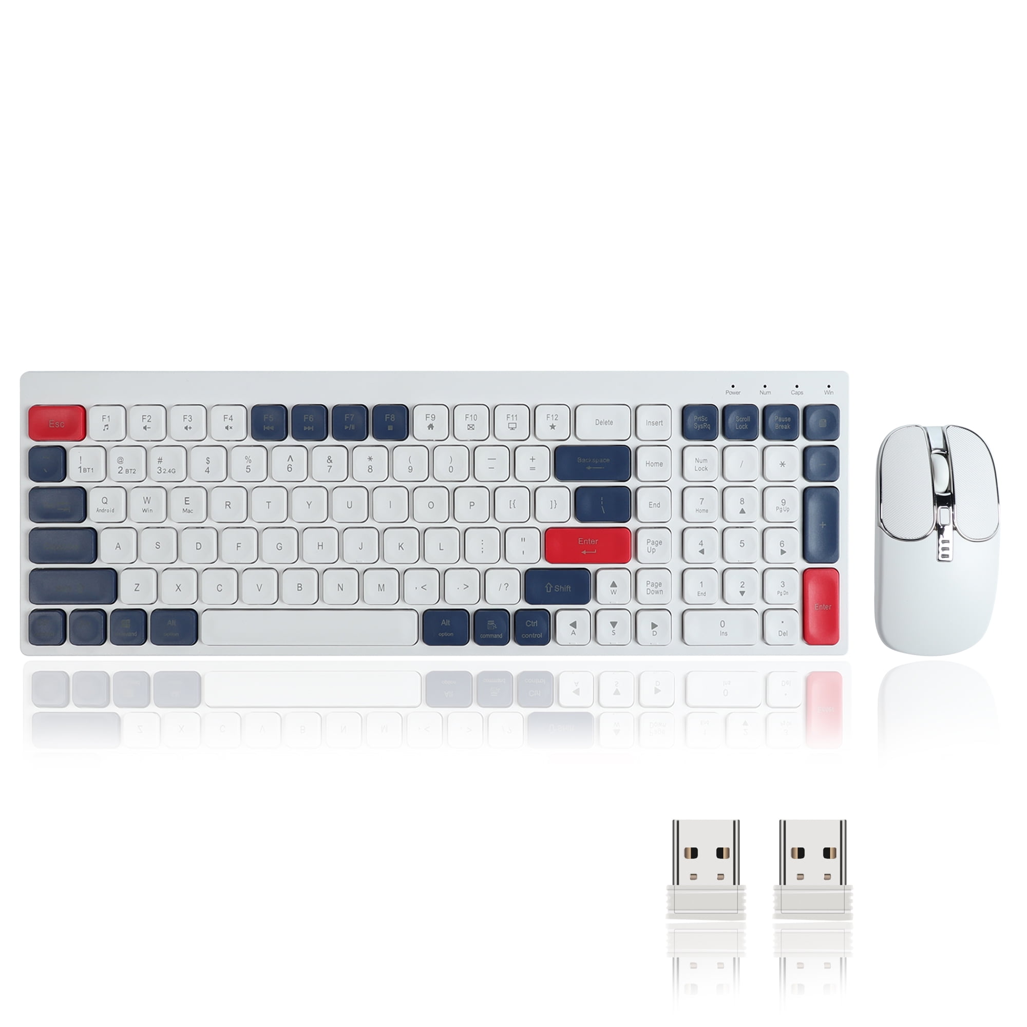 PloutoRich Wireless Keyboard and Mouse Combo, Rechargeable Silent Full