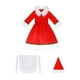 thumbnail image 1 of Disfraz de Papá Noel, vestido suave y moderno con gorro y delantal, ideal para Navidad y otras fiestas. Rojo, 1 of 9