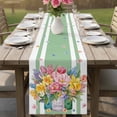 thumbnail image 4 of Watercolor Floral Table Runner - 36 Inch Long Spring Flowers Butterflies Leaves Green Cotton and Linen Blended Dress Scarves Farmhouse Table Runner for Kitchen Dining, Coffee Table, 13" x 36", 4 of 8