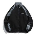 thumbnail image 5 of Skymirror Hip Hop Jacket Patchwork Windbreaker Coats for Women Men Casual Zipper Stand-up Collar Block Outerwear for Spring Autumn Outdoor Sports Party, 5 of 8