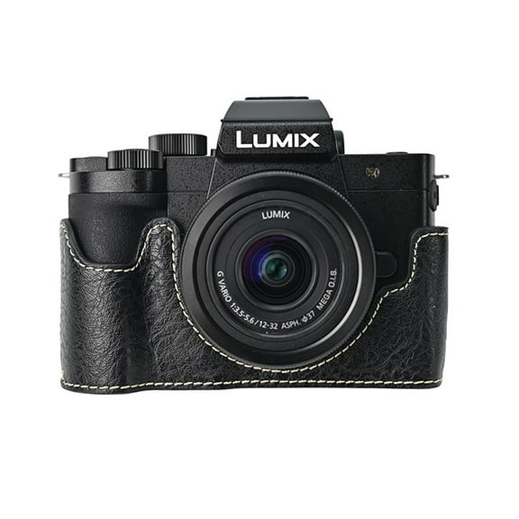 GadgetCom Camera Half Case Compatible with Panasonic Lumix G100K / G100D , Anti-Slip PU Leather Shell Protective Cover