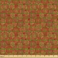 thumbnail image 2 of Ambesonne Rust Fabric by the Yard Upholstery, Circular Sketchy Lines Whirls, 3 Yards, Paprika Pale Khaki, 2 of 5