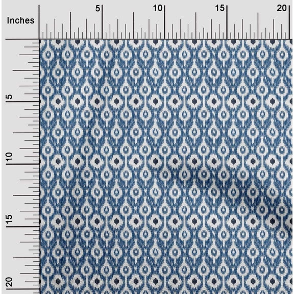oneOone Organic Cotton Poplin Twill Fabric Ogee Ikat Print Fabric By Yard 42 Inch Wide