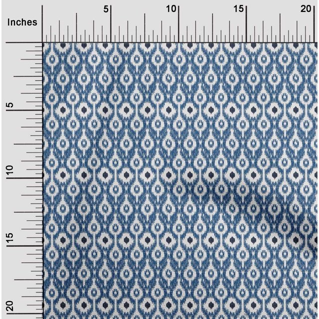 oneOone Cotton Poplin Fabric Ogee Ikat Print Fabric BTY 42 Inch Wide