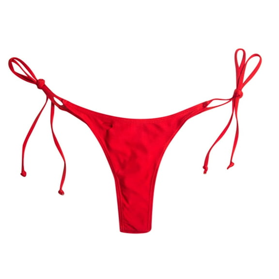 GEWSEY Women's Thong Bikini Bottom Tie Side String Bikini Bottoms for Women Red, M