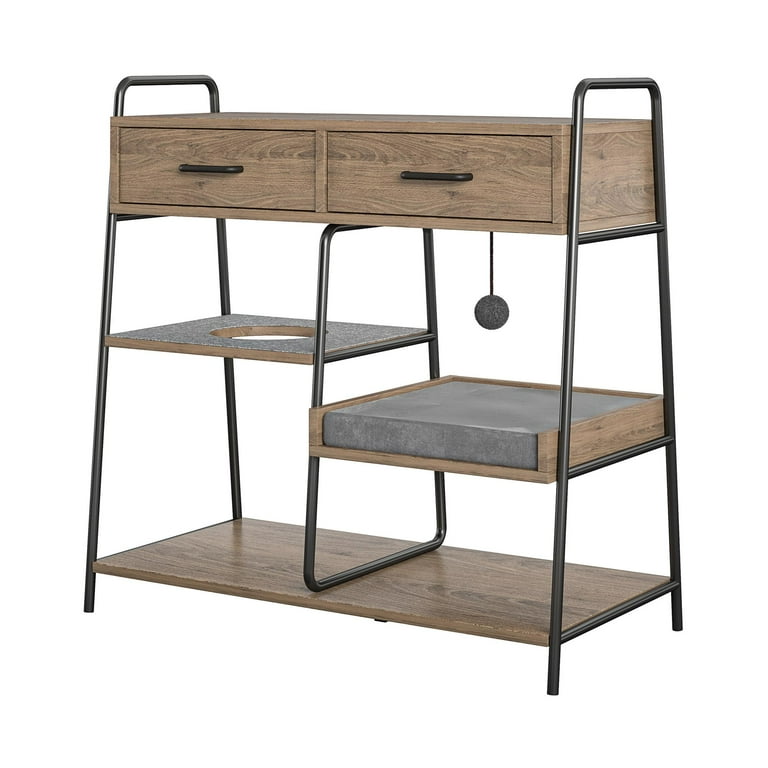 Ollie Hutch O Malley Accent Table with Cat Bed Rustic Oak