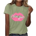 thumbnail image 2 of Qiopertar Mode Adulte Manches Courtes Col Rond Impression de la Saint-Valentin Blouse Décontractée T-Shirt Hauts Chemise Liquidation Livraison Gratuite Offres de la Semaine Liquidation, 2 of 5