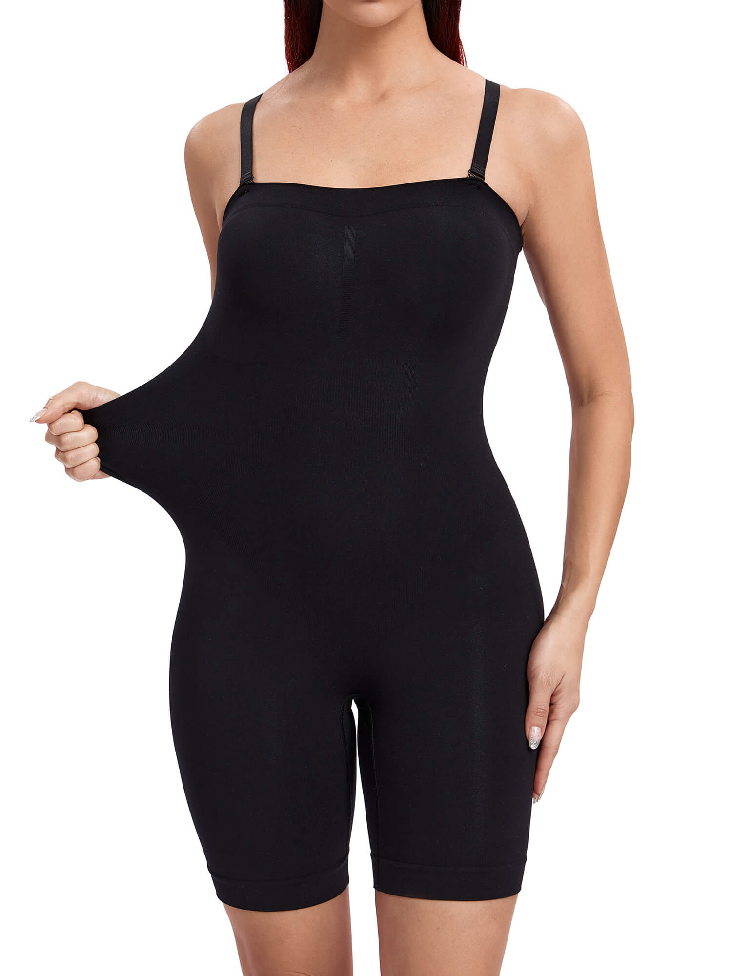 MANIFIQUE Tummy Control Shapewear Bodysuit for Women Seamless Mid Thigh