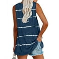 thumbnail image 2 of Women's Stripe Printing Tank Top Loose Casual V Neck Sleeveless Tunic Shirt Workout Pullover, 2 of 3