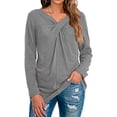 thumbnail image 1 of Minnieouse Top de mujer Otoño Casual Pullover Camisa con cuello en V Blusa de color sólido Prendas para la parte del cuerpo Manga larga SG Minnieouse AP003383-04, 1 of 4