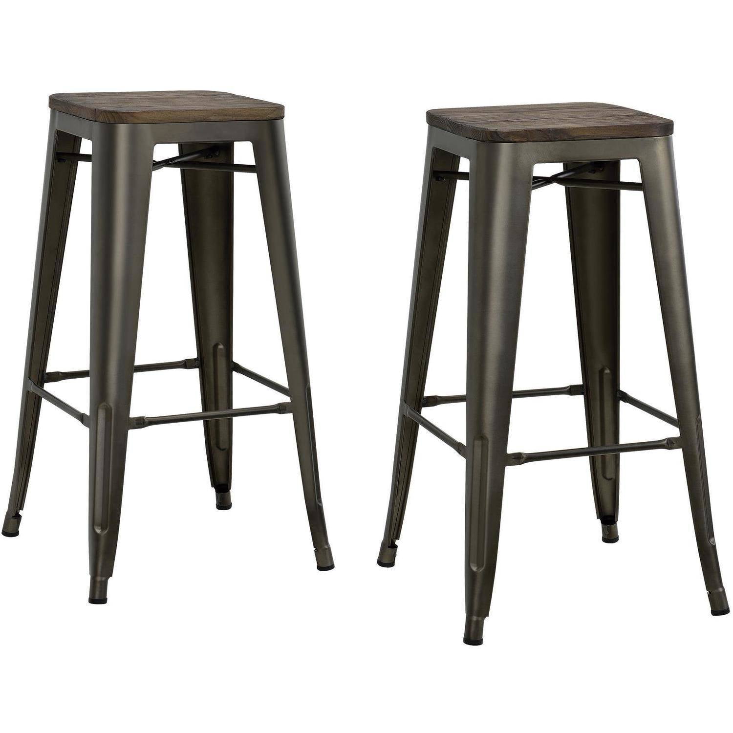 Dhp Fusion 30 Metal Backless Bar Stool With Wood Seat Set Of 2 Dhp Fusion 30 Metal Backless Bar Stool With Wood Seat Set Of 2 Multiple Colors