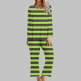 thumbnail image 2 of Kaemgyyd 2 Piece Pajama Set for Women Stripe Crew Neck Sleepshirt Wide Leg Pants Soft Lounge Pjs Set Sleepwear for Women, 2 of 5
