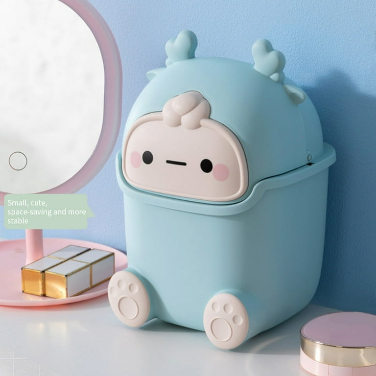 Cute Mini Desktop Trash can Trash Can for Office Desktop Coffee Table  Kitchen Small Garbage Can Cute Plastic Trash Can Shake Cover Bucket Small  Waste Bin 