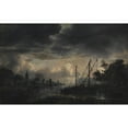 thumbnail image 2 of Aert van der Neer 18x13 Black Ornate Wood Framed Double Matted Museum Art Print Titled - River Landscape in Moonlight (1643 - 1646), 2 of 5