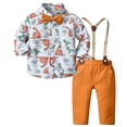 thumbnail image 2 of GiLiling Toddler Boy Gentleman Outfit Dress Shirt and Suspender Pants 2 Piece Formal Set for Wedding Party Wear (Red, 5-6 Years), 2 of 7