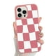 thumbnail image 1 of Funda de teléfono KANGHAR para iPhone 15 Pro Max a cuadros rosa, 1 of 6