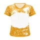 thumbnail image 3 of ICHUANYI ClearanceWomen's Tops Women's Fashion Casual Loose Blouse Tiy-dye Printing V Neck T-Shirt Blouse Print Tee(Yellow, S) ICHUANYI WER20232080506375, 3 of 5