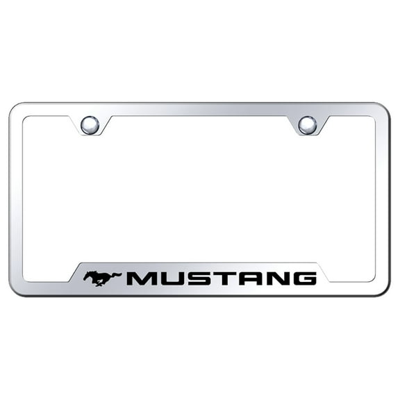 Ford Mustang License Plate Frame - Laser Etched Cut-Out Frame - Stainless Steel