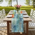 thumbnail image 4 of Table Runners 108 Inches Long Dress Scarves, Blue Sage Green Boho Farmhouse Coffee/Dining/Kitchen Table Runner for Living Room, Vintage Ethnic Tribe Abstract Art 13x108 Inch, 4 of 9