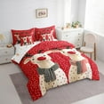 thumbnail image 3 of jejeloiu Cartoon Christmas Reindeer 7pcs Bedding Comforter Set,Geometric Polka Dots Queen Bedding Sets,Red White Black Queen Sheet Sets For Girls,Microfiber Bedroom Decor Reversible, 3 of 8