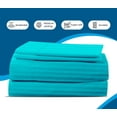 thumbnail image 5 of 1200 Thread Count 100% Egyptian Cotton Sleeper Sofa Bed Sheet Set Stripe Olympic Queen Size (66"x 80"x 10" ) with 4 -PCS Fitted Straps Color Turquise Blue, 5 of 6