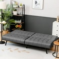 thumbnail image 3 of Costway Futon Sofa Bed PU Leather Convertible Folding Couch Sleeper Lounge Grey, 3 of 10