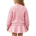 thumbnail image 5 of Juorvia Back to School Outfits for Girls 2pc Cable Knitted Textured Loose Fitted Sweater Pleated Skirt(1-2 Years,Pink), 5 of 5