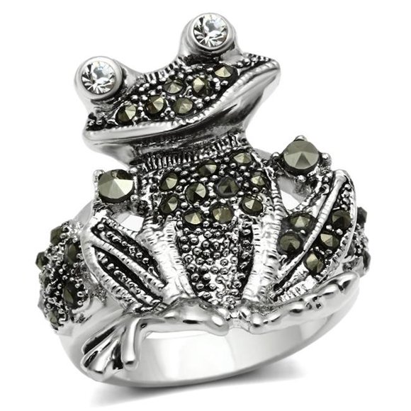 Rhodium Brass Ring with Top Grade Crystal, Clear - Size 9