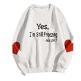 thumbnail image 4 of Enjoytime Crew Neck Sweatshirts Women Casual Print Long Sleeve Pullover Tops Fall Winter Fashion Sweatshirt White S, 4 of 5