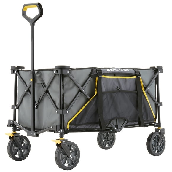 Gorilla Carts 7 Cu Ft Collapsible Outdoor Utility Wagon, Oversize Bed, Gray