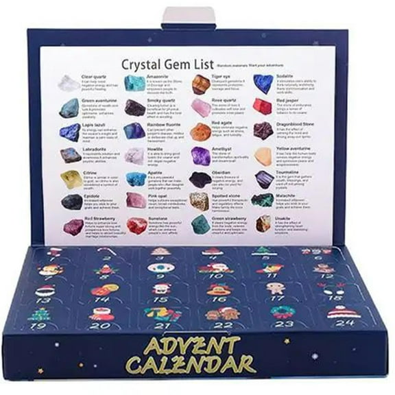 Christmas Advent Calendar 2024, 24 Day Christmas Countdown Calendar, Advent with Exquisite Crystals, for Kids Crystals Stone Collection, Rough Stone