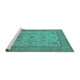 thumbnail image 2 of Ahgly Company Machine Washable Indoor Rectangle Oriental Turquoise Blue Traditional Area Rugs, 8' x 10', 2 of 4