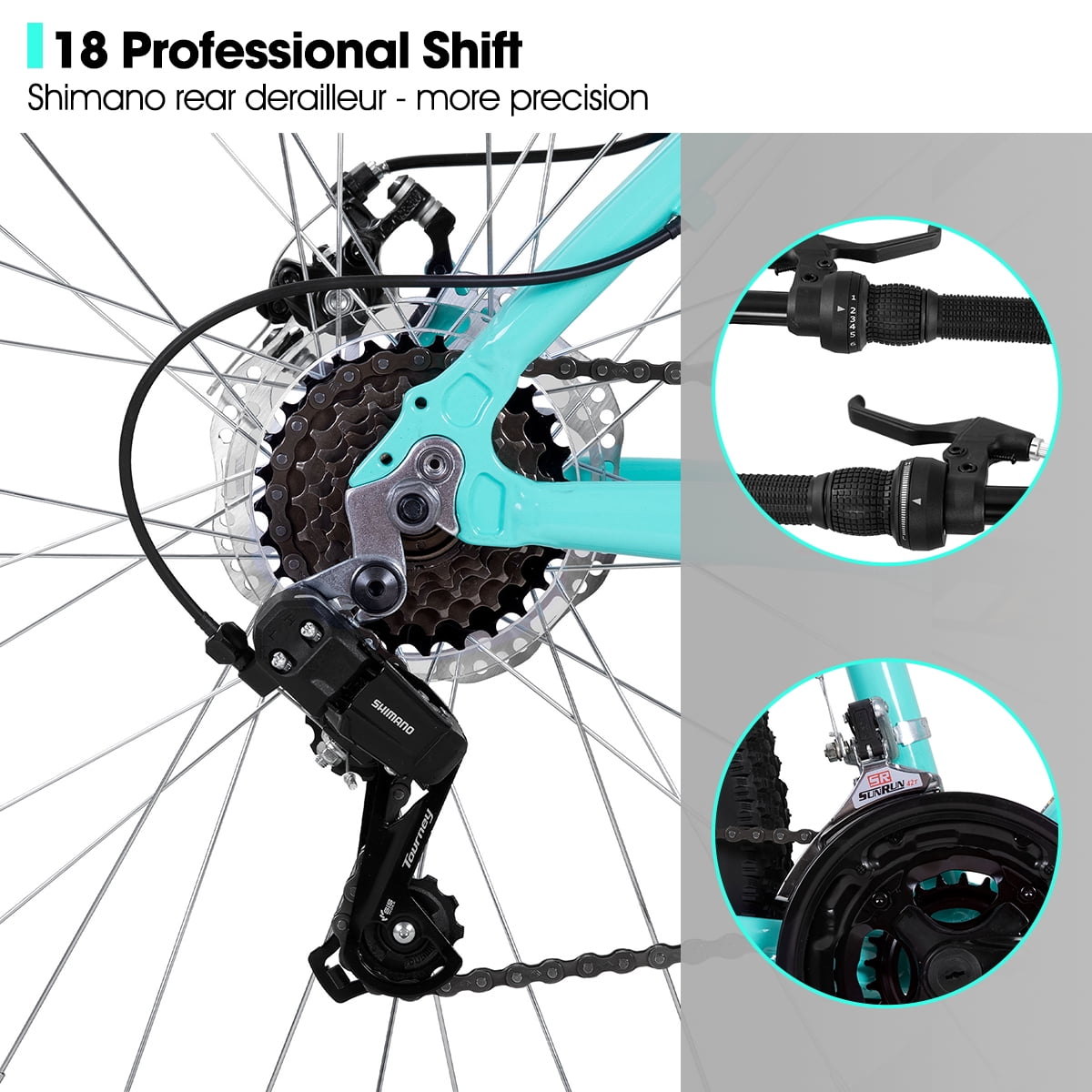 Hiland 26 Inch Mountain Bike, 18 Speed MTB with Dual Disc Brake, Mountain Bike for Women , Aluminium Frame Bicycle
