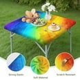 thumbnail image 4 of Colorful Tie Dye Pattern Square Fitted Tablecloth with Elastic Edge,Square Table Cover,Washable Elastic Table Cover for Home Kitchen Party Decor 36"x36", 4 of 6