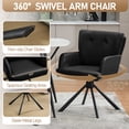 thumbnail image 3 of WUTUTUEE Dining Chair with Arms,Modern Upholstered Swivel Dining Room Chairs Comfy Accent Armchair with Mid Back, Desk Arm Chair for Kitchen/Living Room/Dining Room, Black, 3 of 9