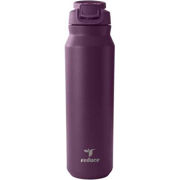 32 oz Hydrate Pro Stainless Steel Insulated Water Bottle - Flip Top Leak-Proof Lid,Dishwasher Safe, BPA-Free, Dual Wall Vacuum, Keeps Drinks Cold for 48 Hrs, Cup Holder Friendly - Midnight Plum