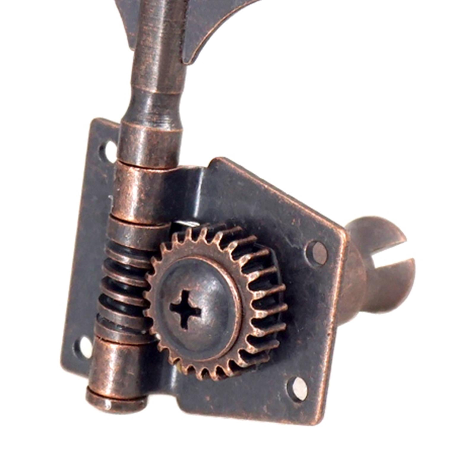 LeeQinersw 4 Open Bass Tuning Pegs Electric Bass Tuning Pegs Machine Heads Knobs Metal Bass 4R Red Bronze