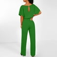 thumbnail image 4 of aidice Jumpsuits for Women Summer Casual Crewneck Short Sleeve Belt Keyhole High Waisted Rompers, 4 of 5