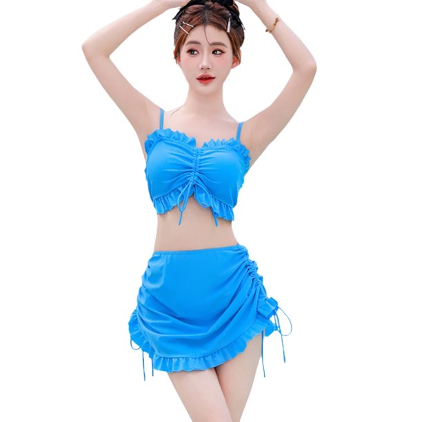 Conjunto traje baño piezas para mujer 3 piezas, traje baño con volantes y vestido playa, con parte con y
