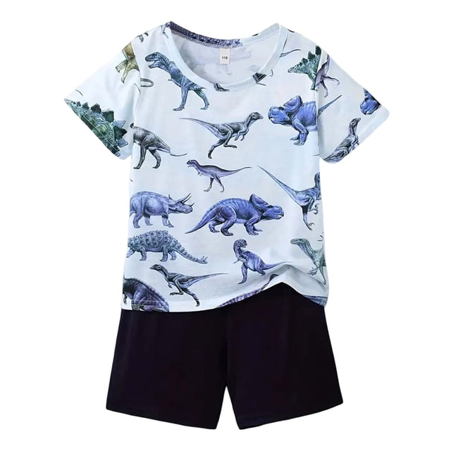 Ensemble de Pyjama pour Bébé Garçon Imprimé Dinosaure Hauts Shorts Pantalons