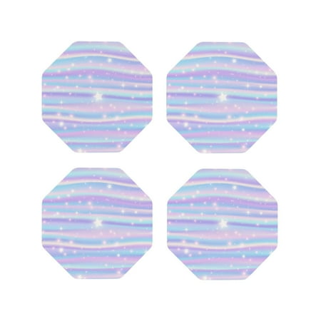 

Coasters Set of 4 - Striped Gradient Drink Coasters for Tabletop Protection Leather Coasters for Living Room Decor and Housewarming Gift Octagon