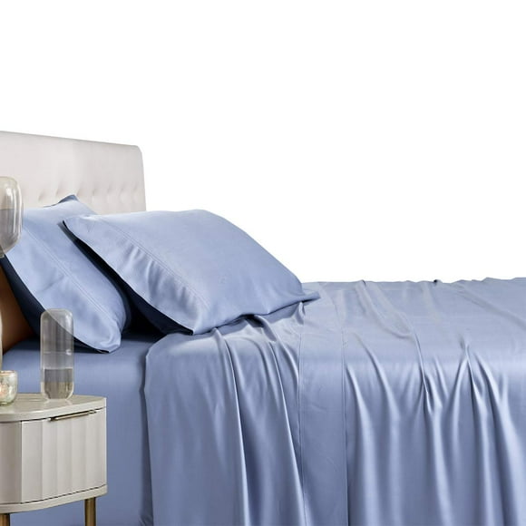 Royal Tradition Draps de Lit en Viscose de Bambou, Simple Extra Long TG, Pervenche Unie, Ensemble de Draps 3 Pcs Super Doux et Frais