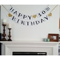 thumbnail image 3 of Happy 30th Birthday Banner - Gold Hearts and Ribbon - Birthday Decorations, 3 of 5