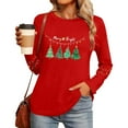thumbnail image 5 of Christmas T-Shirts for Women Lightweight Crewneck Pullover Long Sleeve Graphic Printed Tees Holiday Xmas Tops (XL, Red), 5 of 7