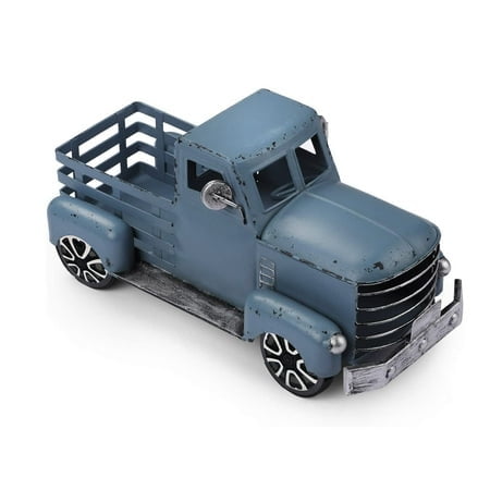 Fleecy day Vintage Truck D茅cor, Blue Farmhouse Car with Light Tiered Tray, Cute Metal Car Gift Pickup Truck Model for Home Decoration Table Decoration & Tabletop Storage 7 x 3 x 3 inches