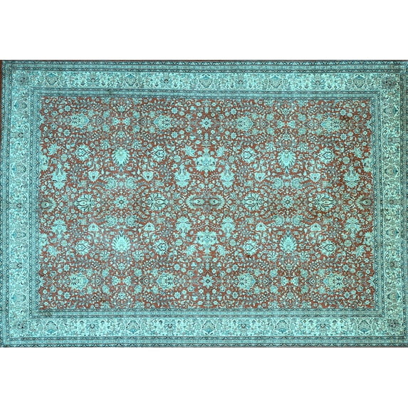 Ahgly Company Indoor Rectangle Persian Light Blue Traditional Area Rugs, 7' x 9'