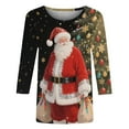 thumbnail image 6 of Oksale Santa Claus Printed Blouses for Women Plus Size Round Neck Christmas Shirts Loose 3/4 Sleeve Tops Lightweight Comfortbale Blouse 2025 Multicolor S, 6 of 7