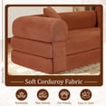 thumbnail image 3 of Timbernest 80" Convertible Sofa Bed, Corduroy Sleeper Couch with Storage Pockets for Living Room, Orange, 3 of 12